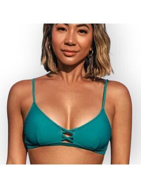 Cupshe Teal Strappy Bikini Top Small NWT